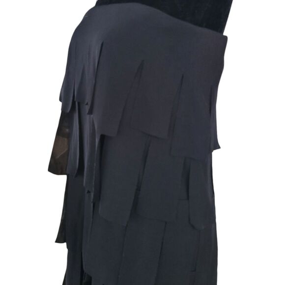 Tadashi Fringe Strapless Flapper Little Black Dress Cocktail Size L - Picture 6 of 8